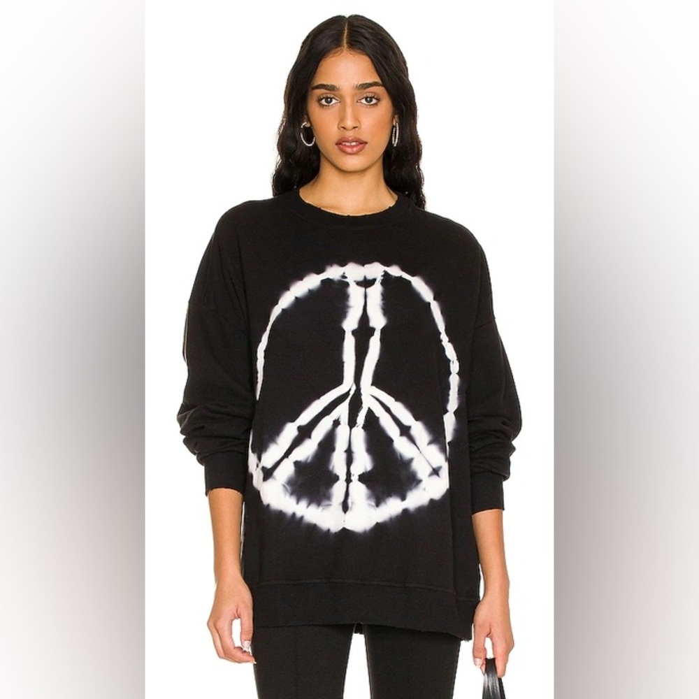 Electric & Rose Women’s Oversized Boyfriend Peace Sign Crewneck Sweatshirt XL
